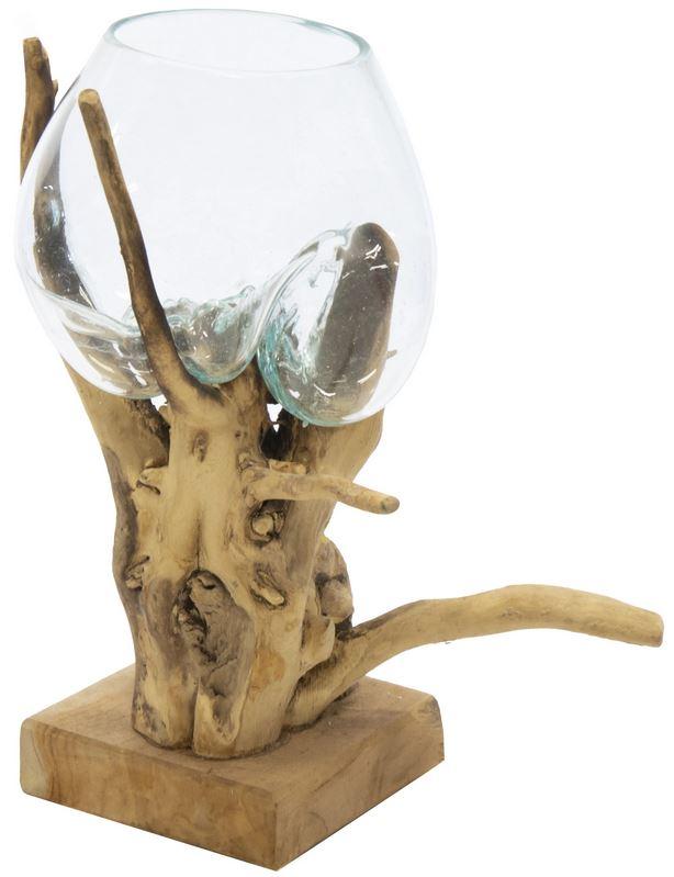 Plantenwinkel Decowood Glass Round Branch 30x40 cm ronde glazen vaas