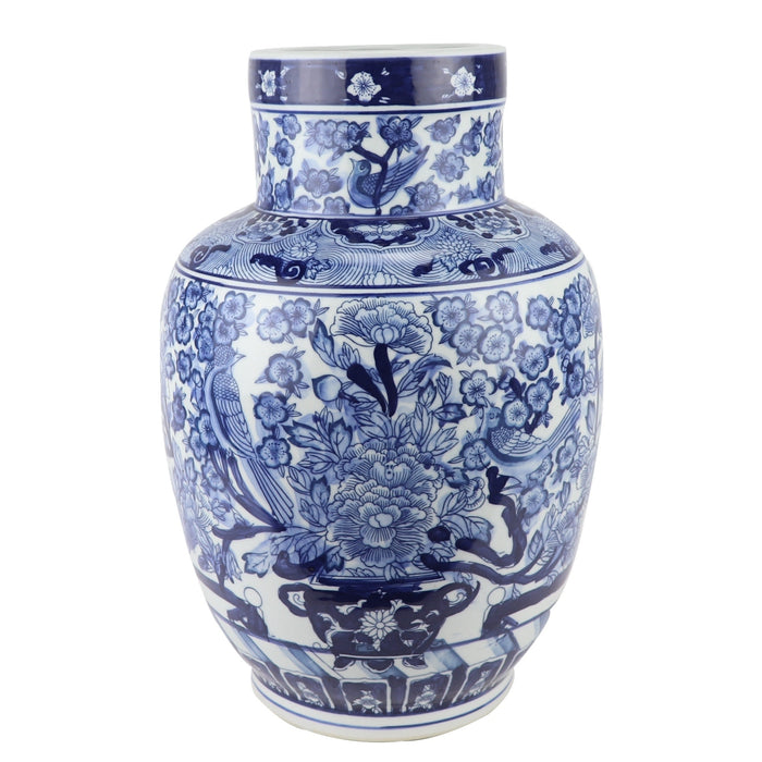 Fine Asianliving Chinese Vaas Blauw Wit Porselein