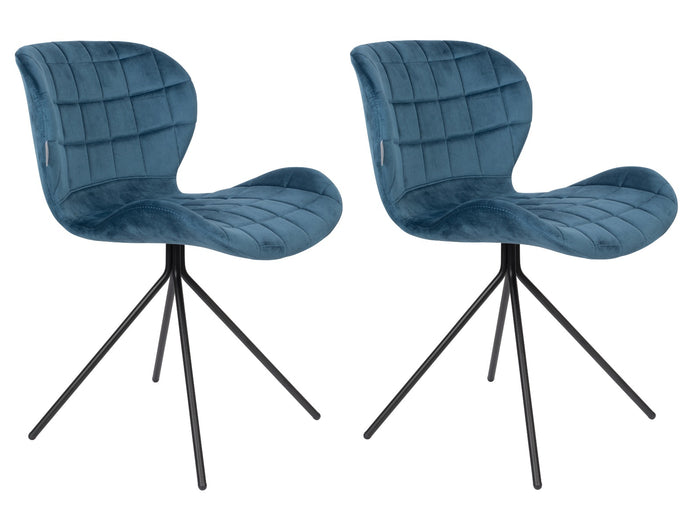 Zuiver OMG Velvet Stoel - Limited Edition - Set Van 2 - Blauw