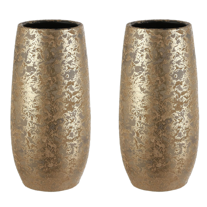 Mica Decorations Vaas - keramiek flakes motief goud - 17 x 35 cm