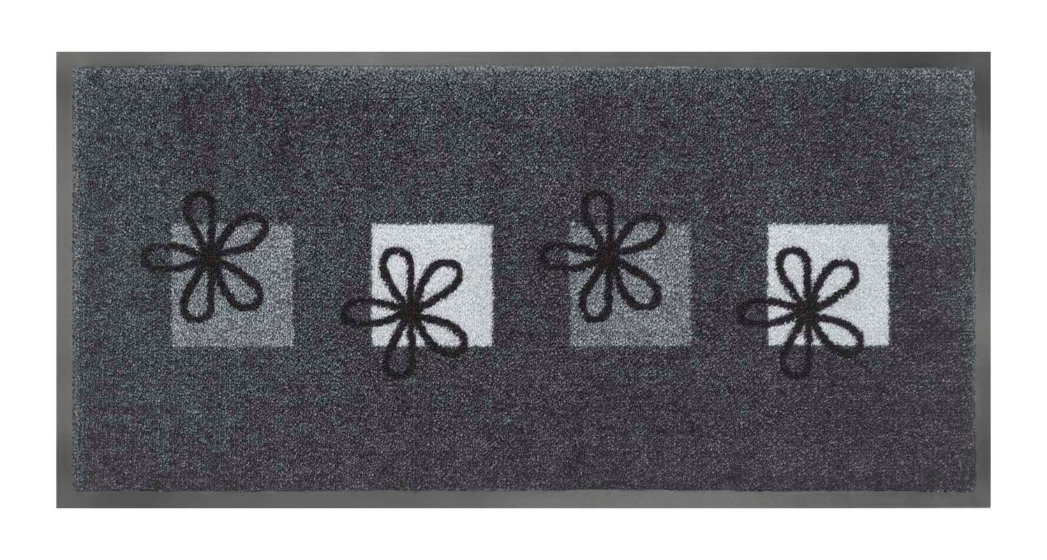 MD Entree - Schoonloopmat - Emotion XS - Flowers Grey - 40 x 80 cm