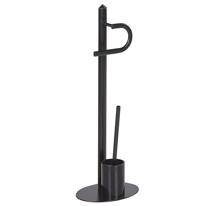 Beliani - SARTO - Toiletrol en borstelhouder - Zwart - Staal
