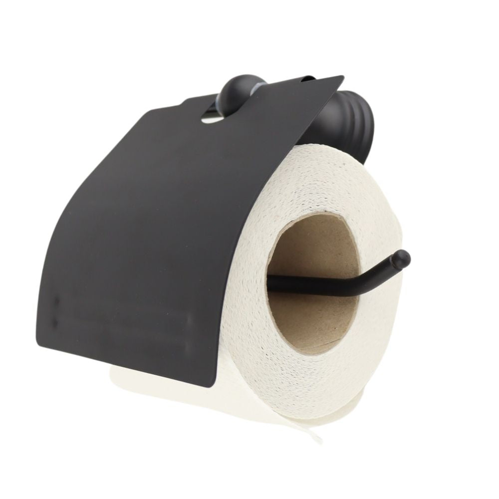 Orange85 Wc rolhouder Toiletrolhouder met Klep Zwart 13x4x6 cm Zink