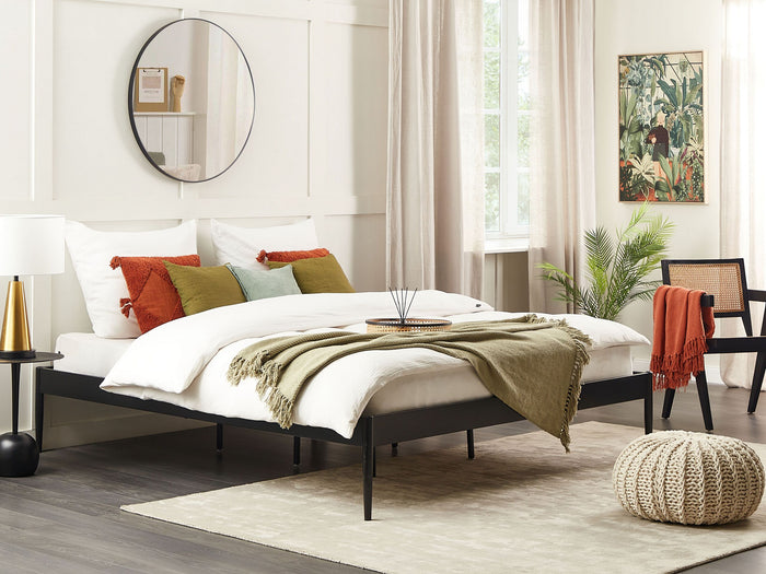 Beliani - VAURS - Tweepersoonsbed - Zwart - 180 x 200 cm - Staal