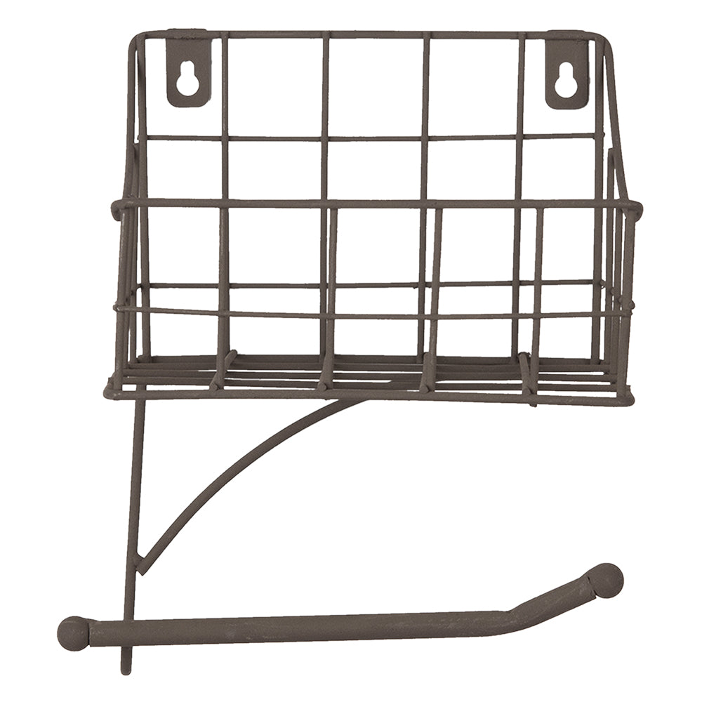 Clayre & Eef WC Rol houder  16x13x20 cm Zwart Ijzer Toiletrolhouder