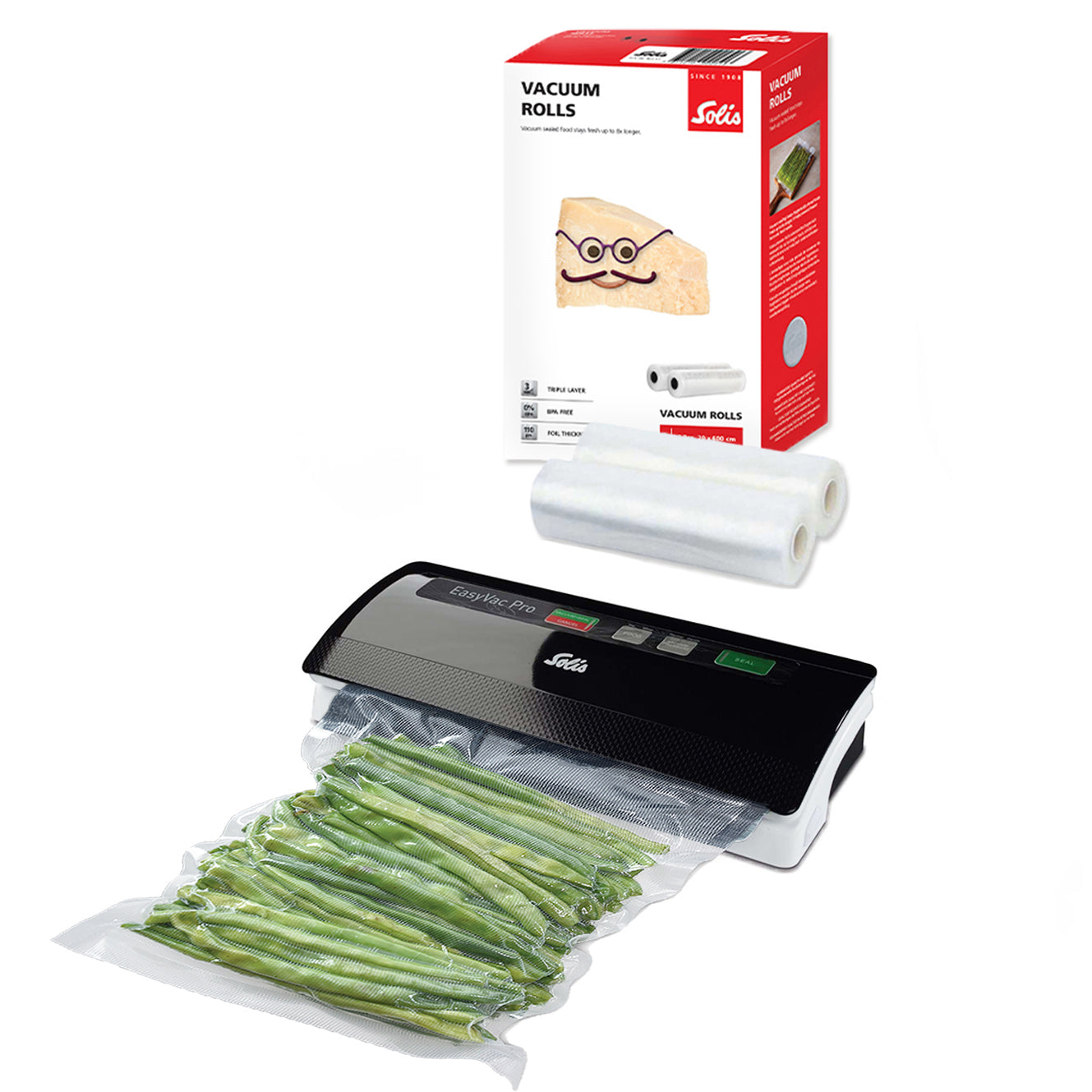 Solis Vac Pro 569 Vacumeermachine + 2 Vacuümrollen - Zwart|Grijs