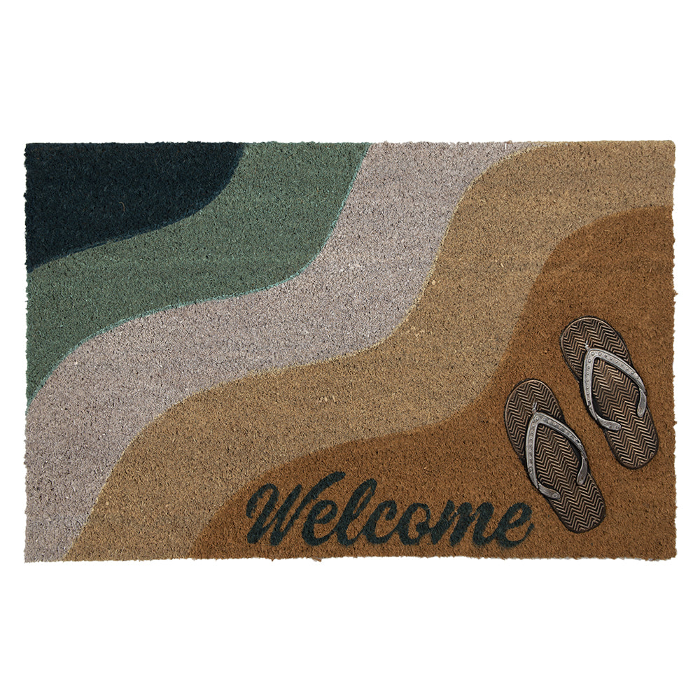 Clayre & Eef Deurmat  75x45 cm Bruin Geel Kokosvezel Rubber Rechthoek