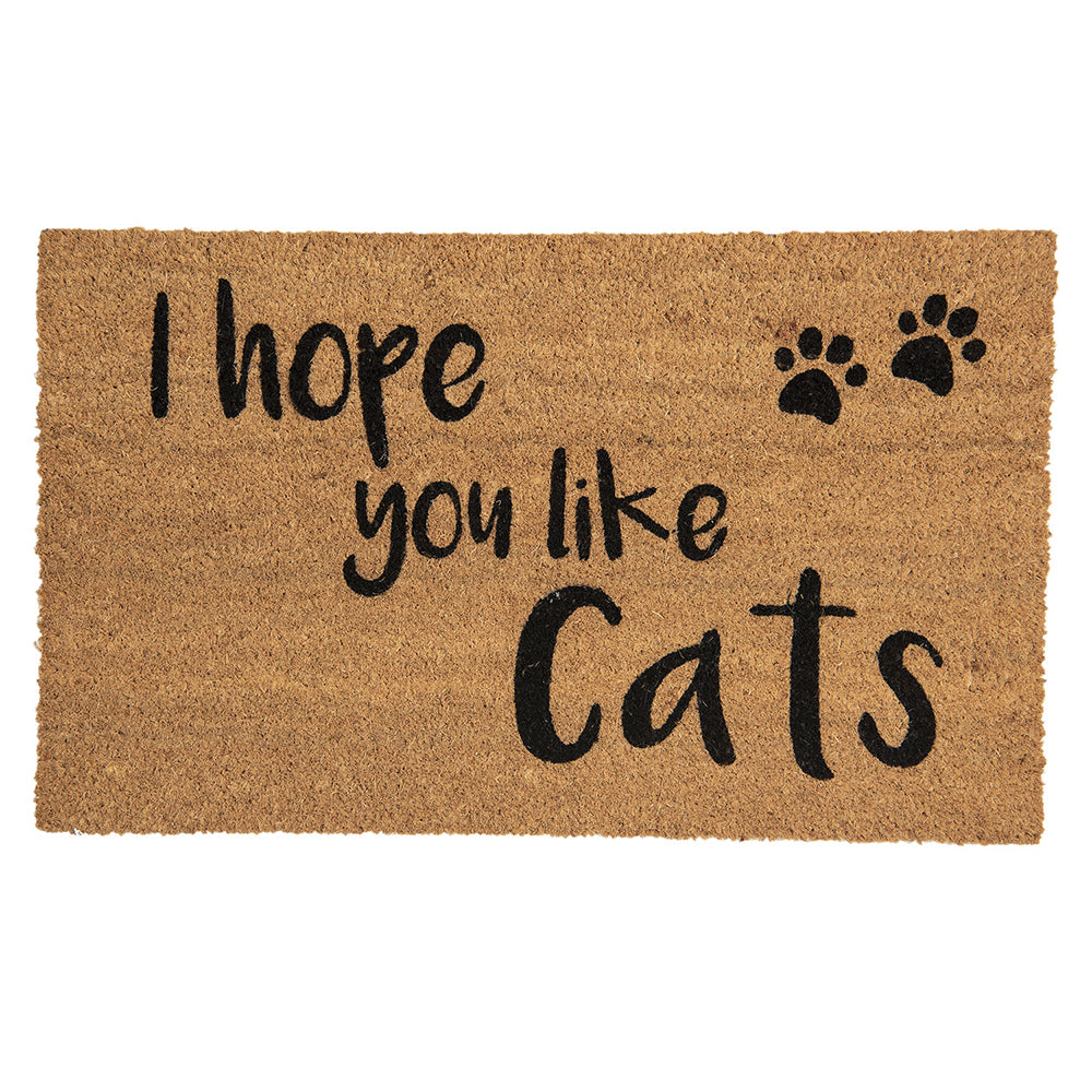 Clayre & Eef Deurmat 75x45 cm Bruin Kokos Kattenpootjes