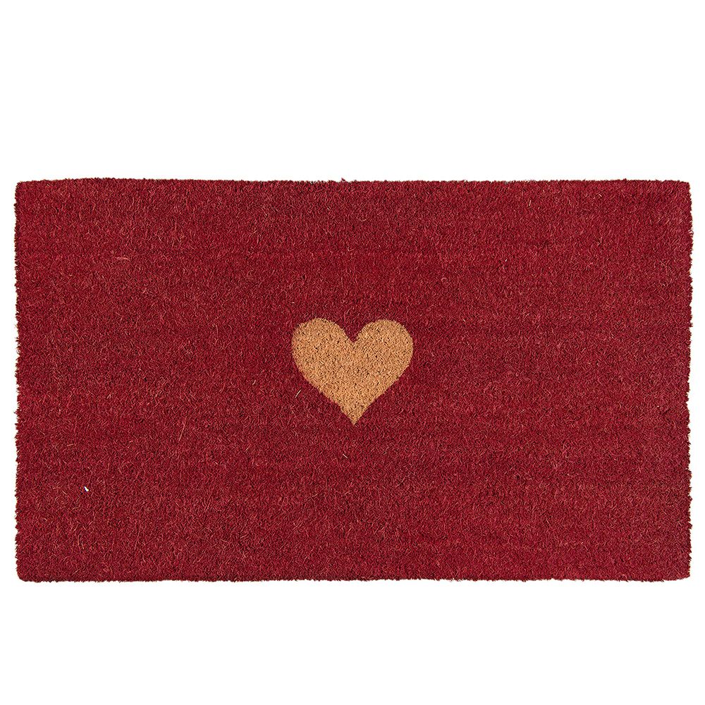 Clayre & Eef Deurmat 75x45 cm Rood Kokos Hart