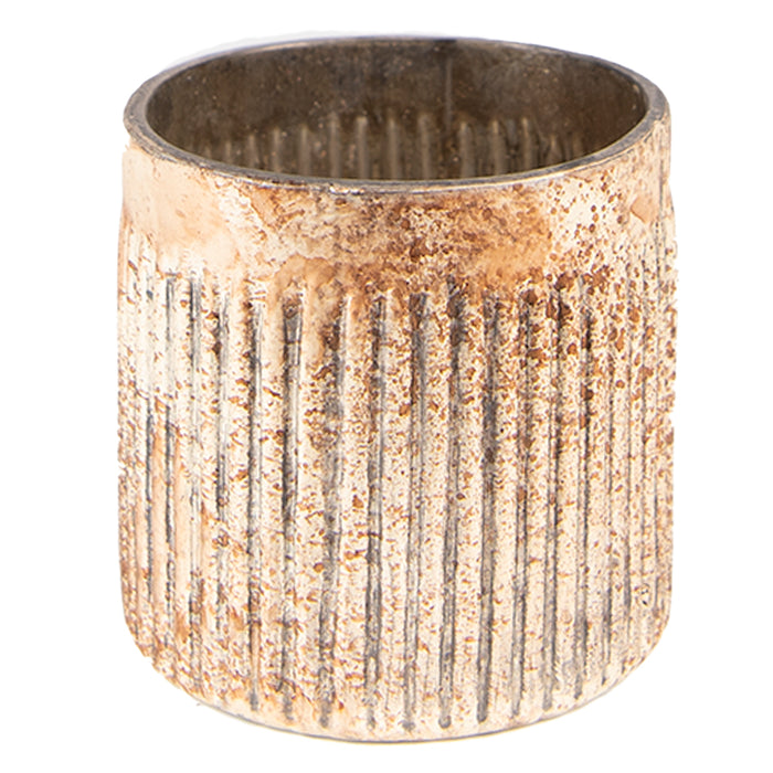 Clayre & Eef Theelichthouder  Ø 8x8 cm Bruin Glas Waxinelichthouder