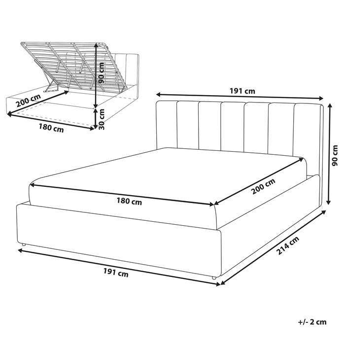 Beliani-DREUX-Bed met opbergruimte-Blauw-180 x 200 cm-Polyester