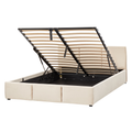 Beliani - BOUSSE - Boxspring - Lichtbeige - 140 x 200 cm - Fluweel