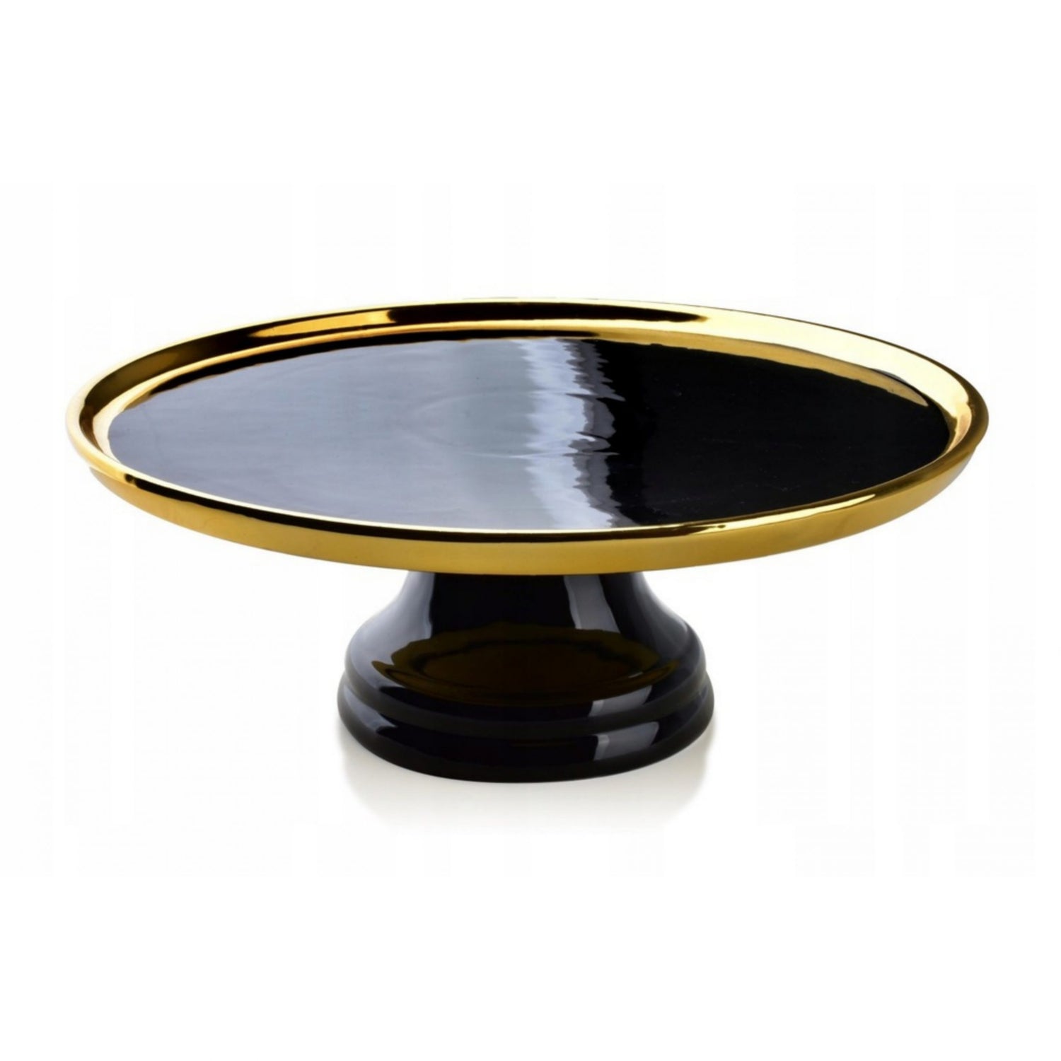 Taart Plateau Glam Zwart met Goudkleurige rand - Porselein - Ø31 cm