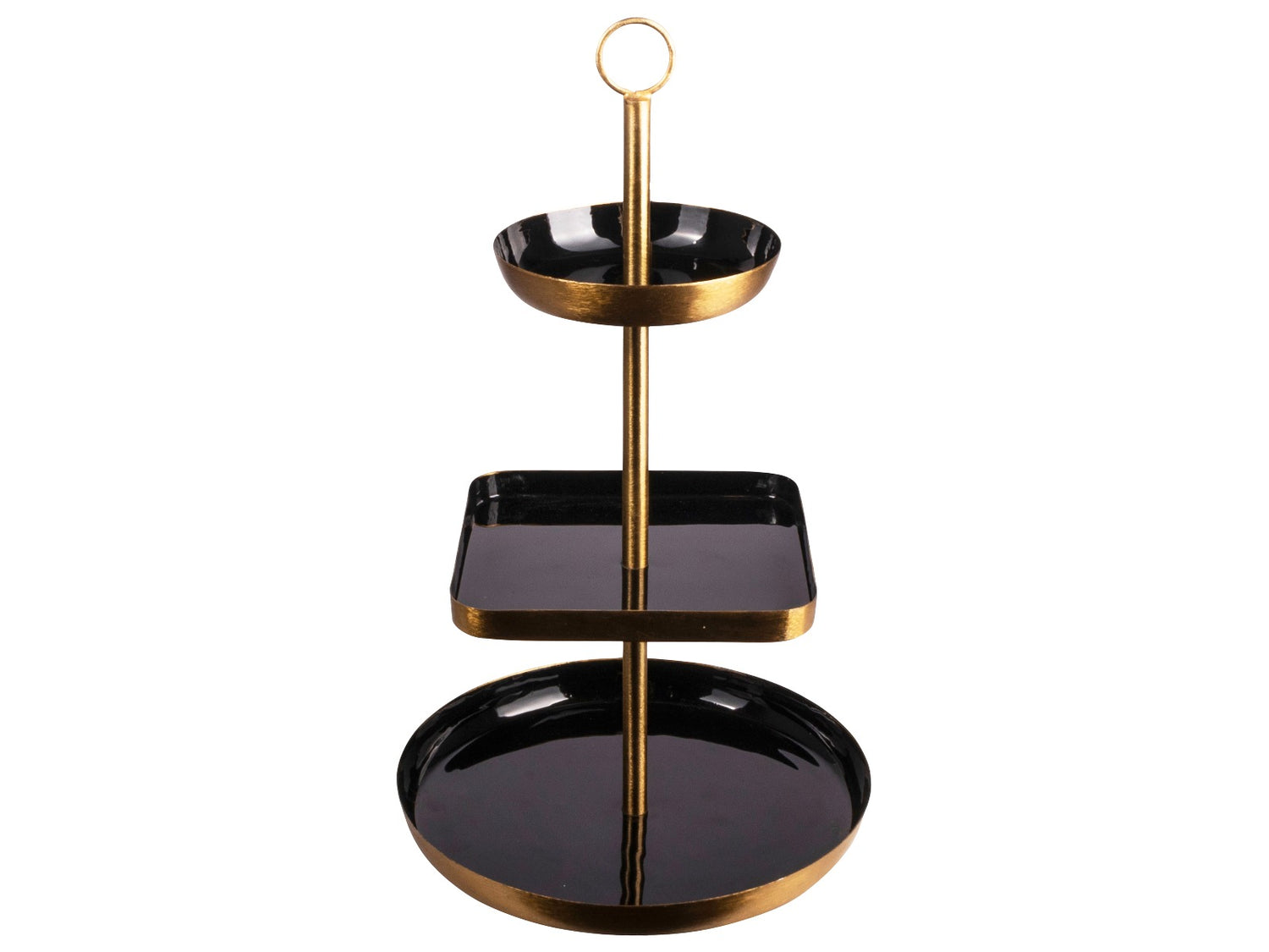 Gusta Etagère metaal ø22x38cm zwart|goud