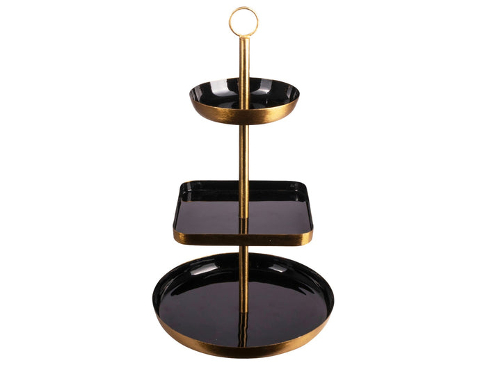 Gusta Etagère metaal ø22x38cm zwart|goud