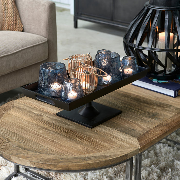 Rivièra Maison - Unieke Lantaarn Natuurkleur van Glas en Riet, 11 cm Hoog