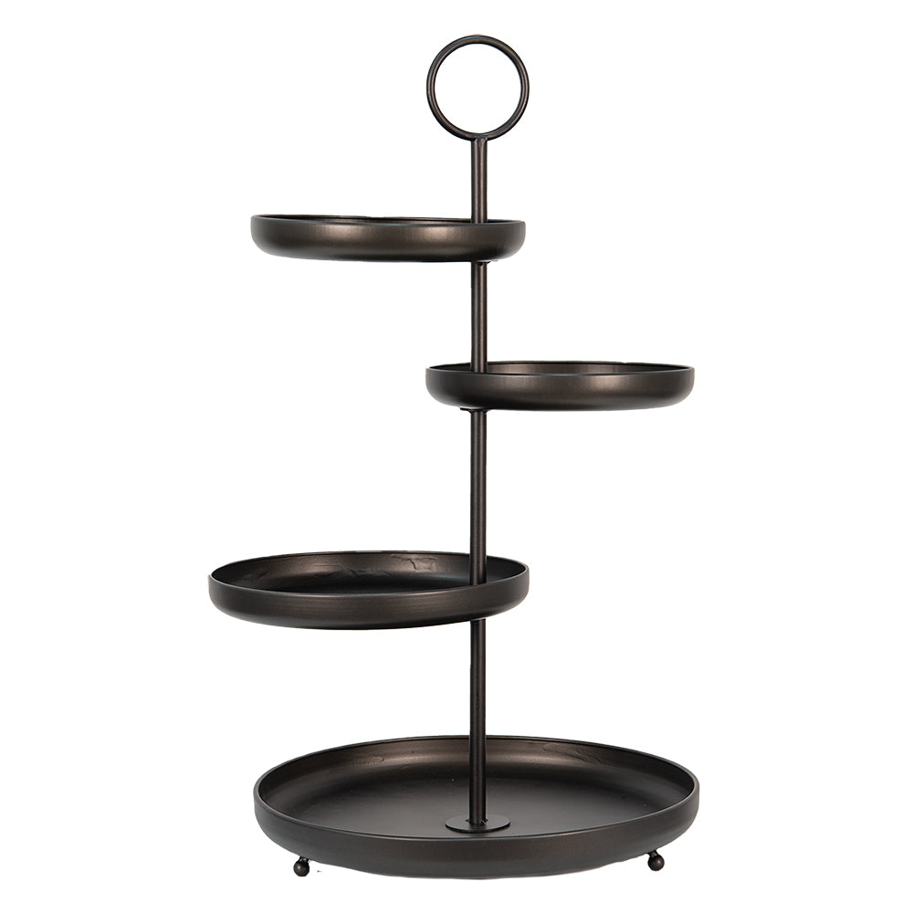 Clayre & Eef Etagère 4 laags 46x41x75 cm Zwart Metaal Serveerschaal