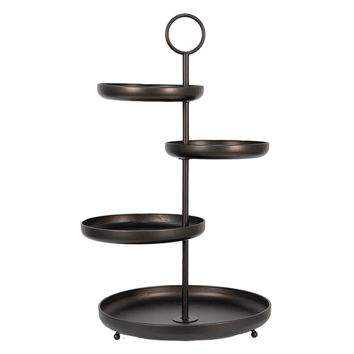 Clayre & Eef Etagère 4 laags 46x41x75 cm Zwart Metaal Serveerschaal