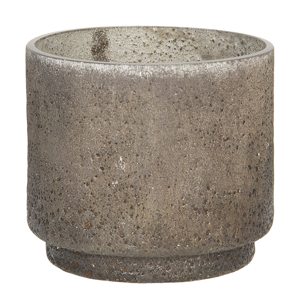 Clayre & Eef Theelichthouder  Ø 8x6 cm Bruin Glas Rond