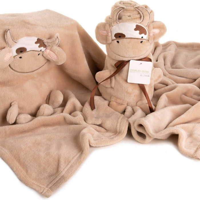 Elegance Baby|Kinder Flanel Fleece Knuffel Deken Koe zand