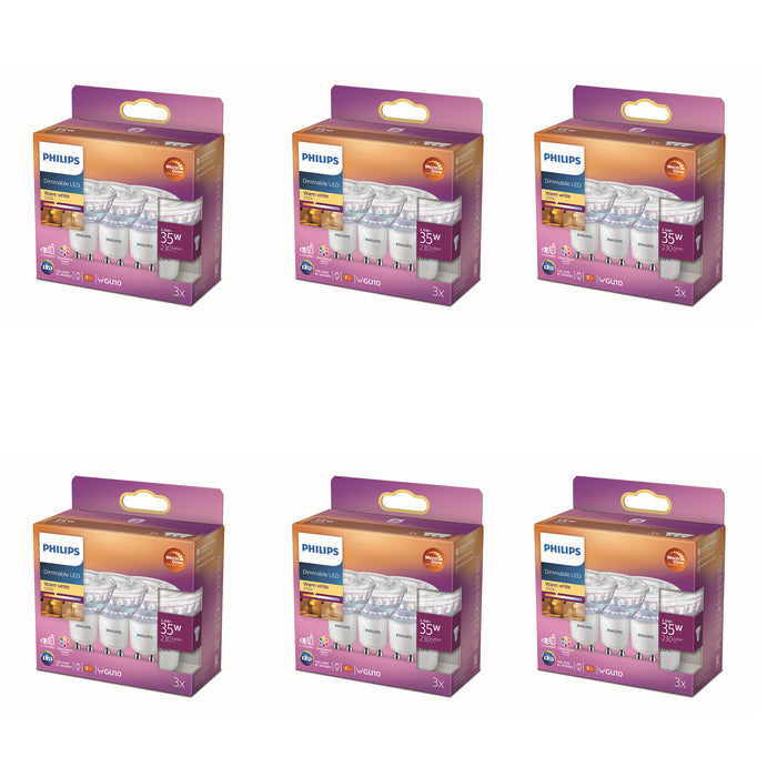 Philips Voordeelverpakking GU10 LED Spots WarmGlow - Set van 18 Stuks