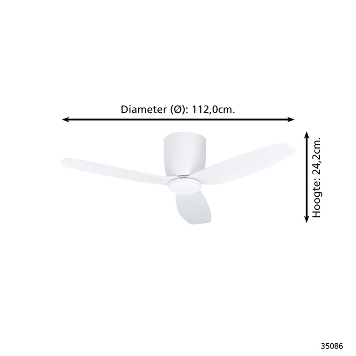 EGLO Bavaro Plafondlamp met ventilator - 112cm - AC-longer life - Wit
