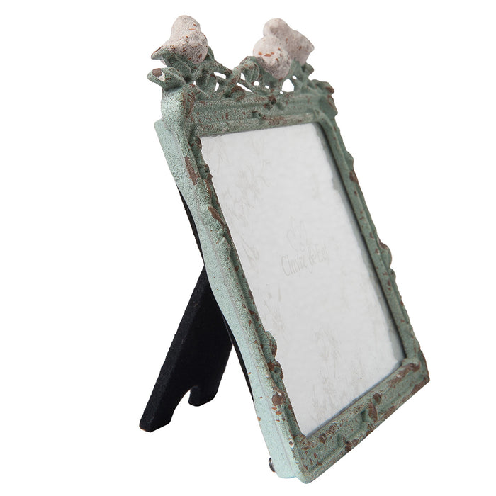 Clayre & Eef Fotolijst 13x9 cm Groen Metaal Vogel