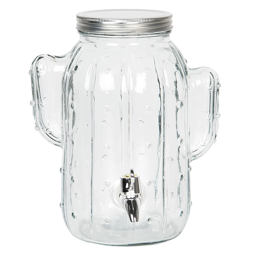 Clayre & Eef Sapkan met kraan en deksel 3300 ml Glas Rond Cactus