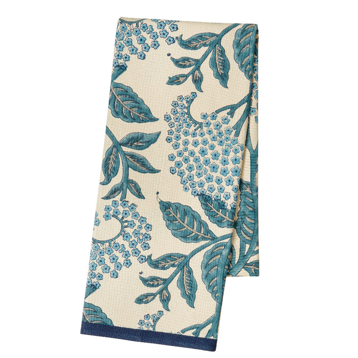 Bungalow katoenen Tafelkleed met blokprint Elderflower Topaz blauwtin