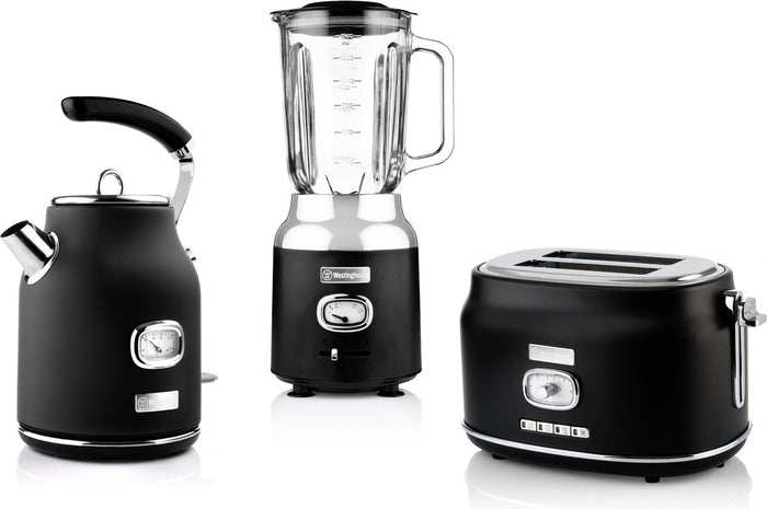 Westinghouse Retro Bundel -Waterkoker + Broodrooster + Blender - Zwart