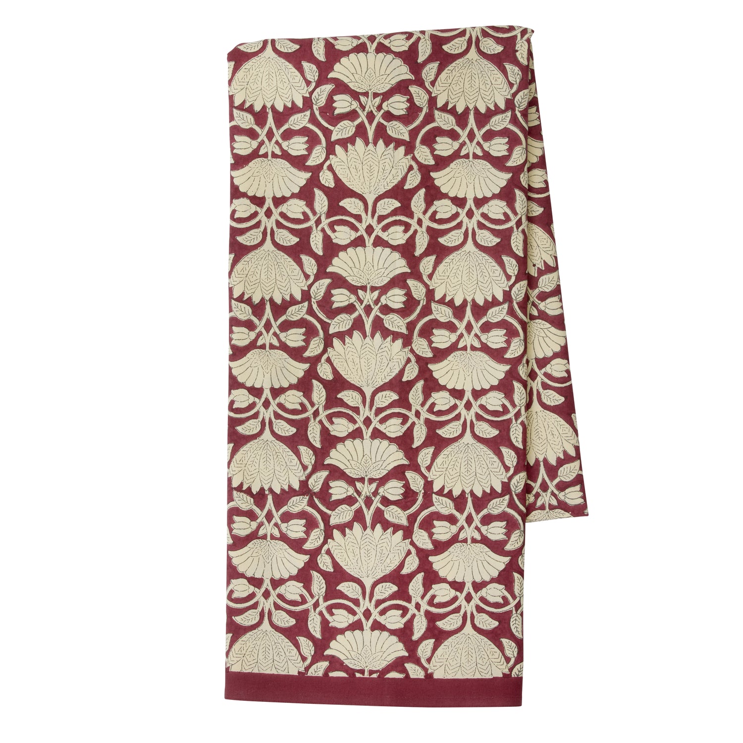 Bungalow tafelkleed blokprint Savannah Ruby 150 x 250 cm