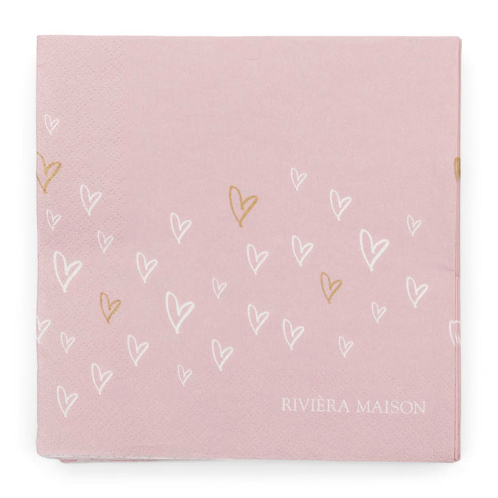 Riviera Maison Paper Napkin Lovely Hearts -  16.5x16.5x2.0 cm
