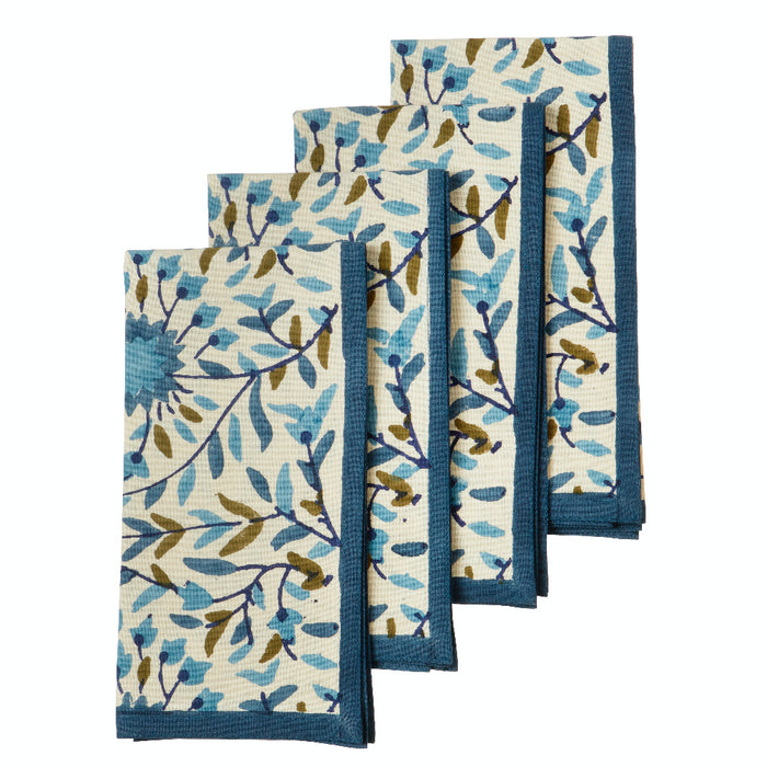 Bungalow katoenen servetten 45 x 45 cm Kollam Topaz, 4 stuks