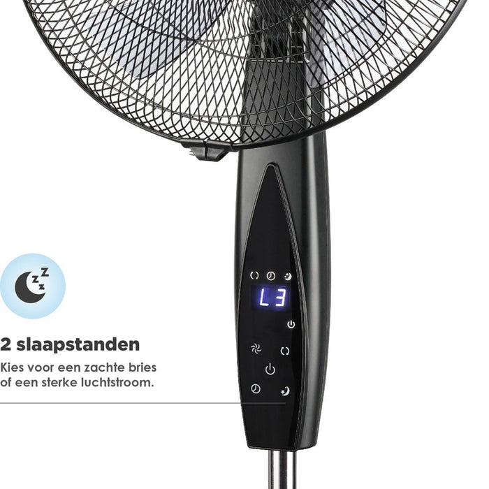 Nuvoo Statiefventilator Zwart 40cm – 3 Standen – Timer – Remote