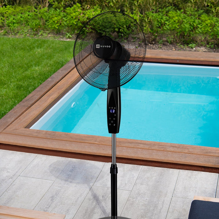 Nuvoo Statiefventilator Zwart 40cm – 3 Standen – Timer – Remote