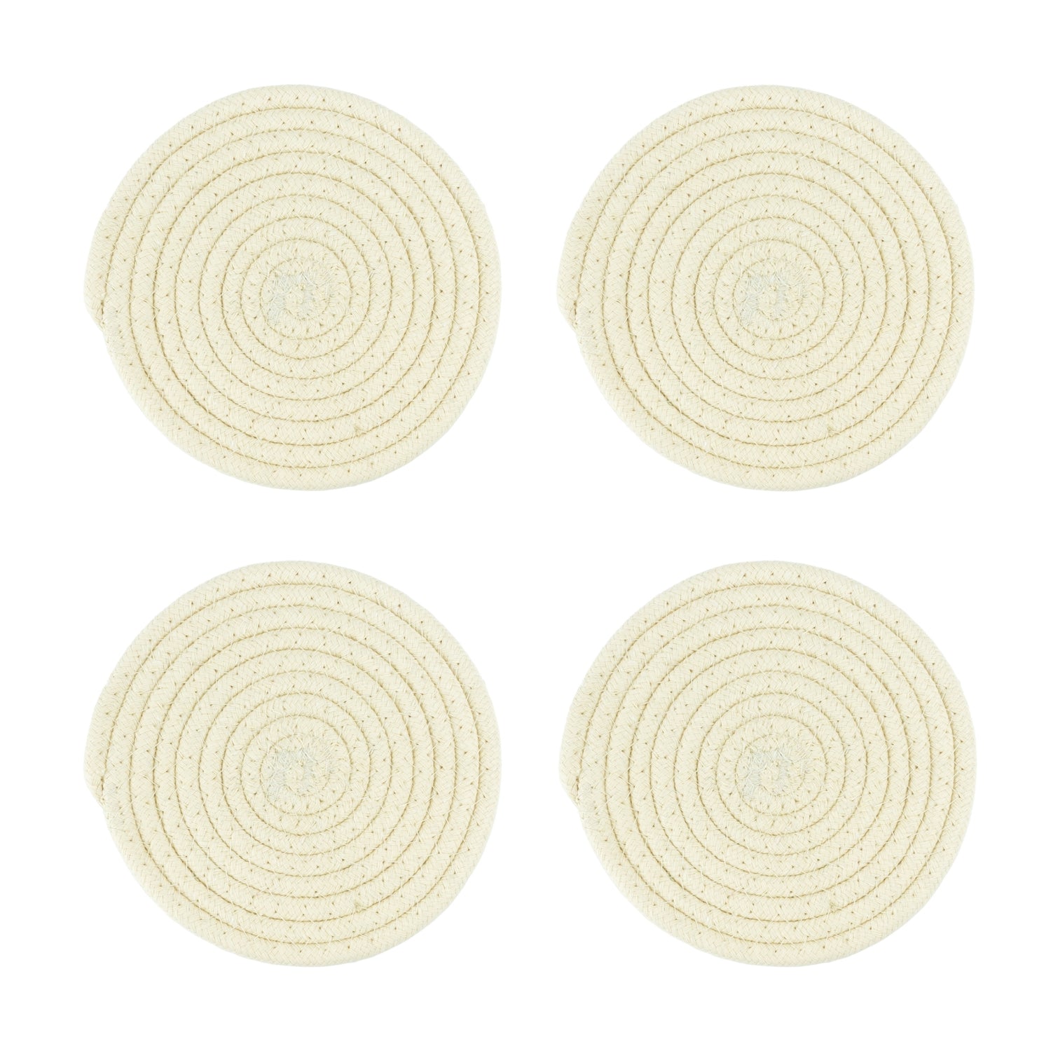 Krumble Pannenonderzetter rond - Katoen - Beige - Set van 4