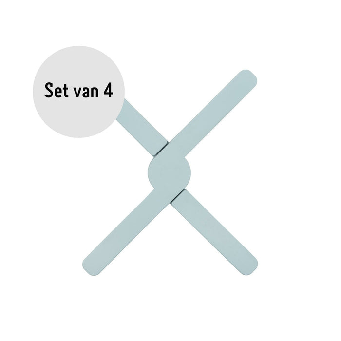 Krumble Opvouwbare siliconen pannenonderzetter - Blauw - Set van 4