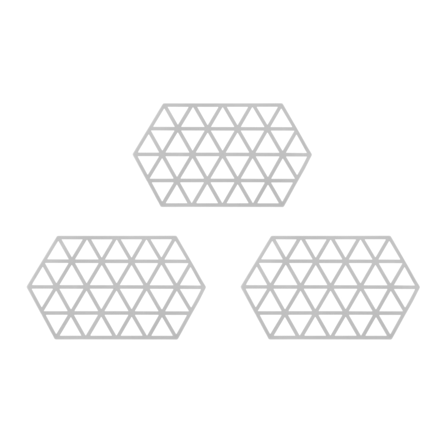 Krumble Siliconen pannenonderzetter Hexagon lang - Grijs - Set van 3