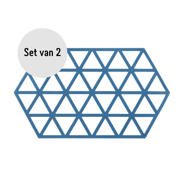 Krumble Siliconen pannenonderzetter Hexagon lang - Blauw - Set van 2