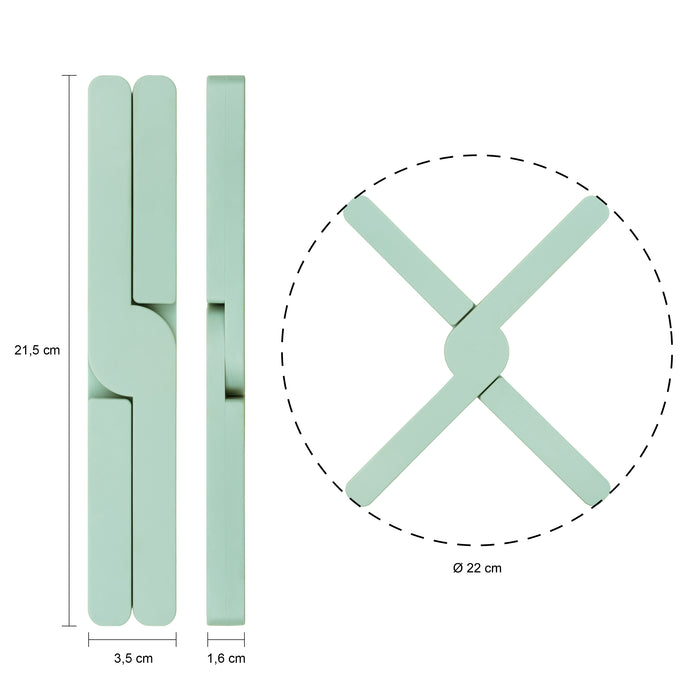 Krumble Opvouwbare siliconen pannenonderzetter - Groen - Set van 3
