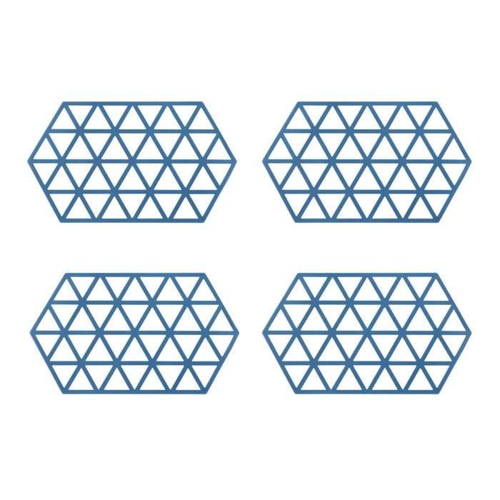 Krumble Siliconen pannenonderzetter Hexagon lang - Blauw - Set van 4