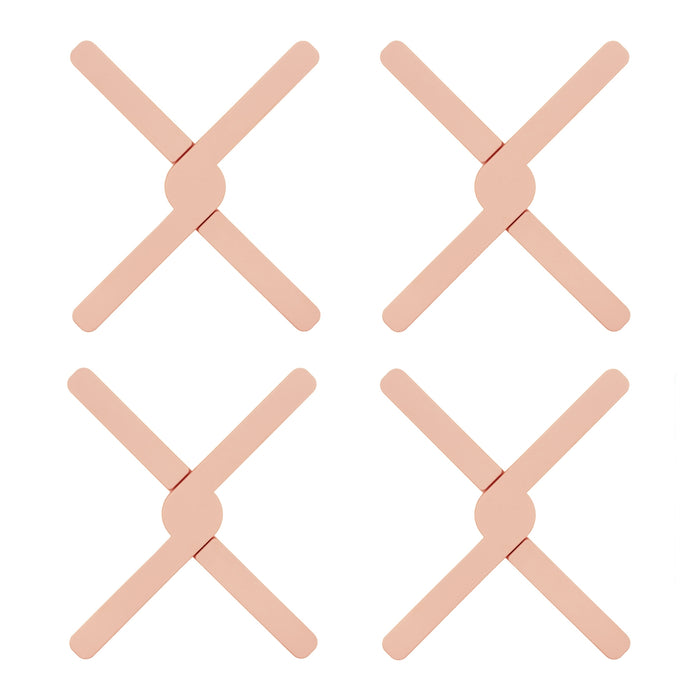 Krumble Opvouwbare siliconen pannenonderzetter - Roze - Set van 4