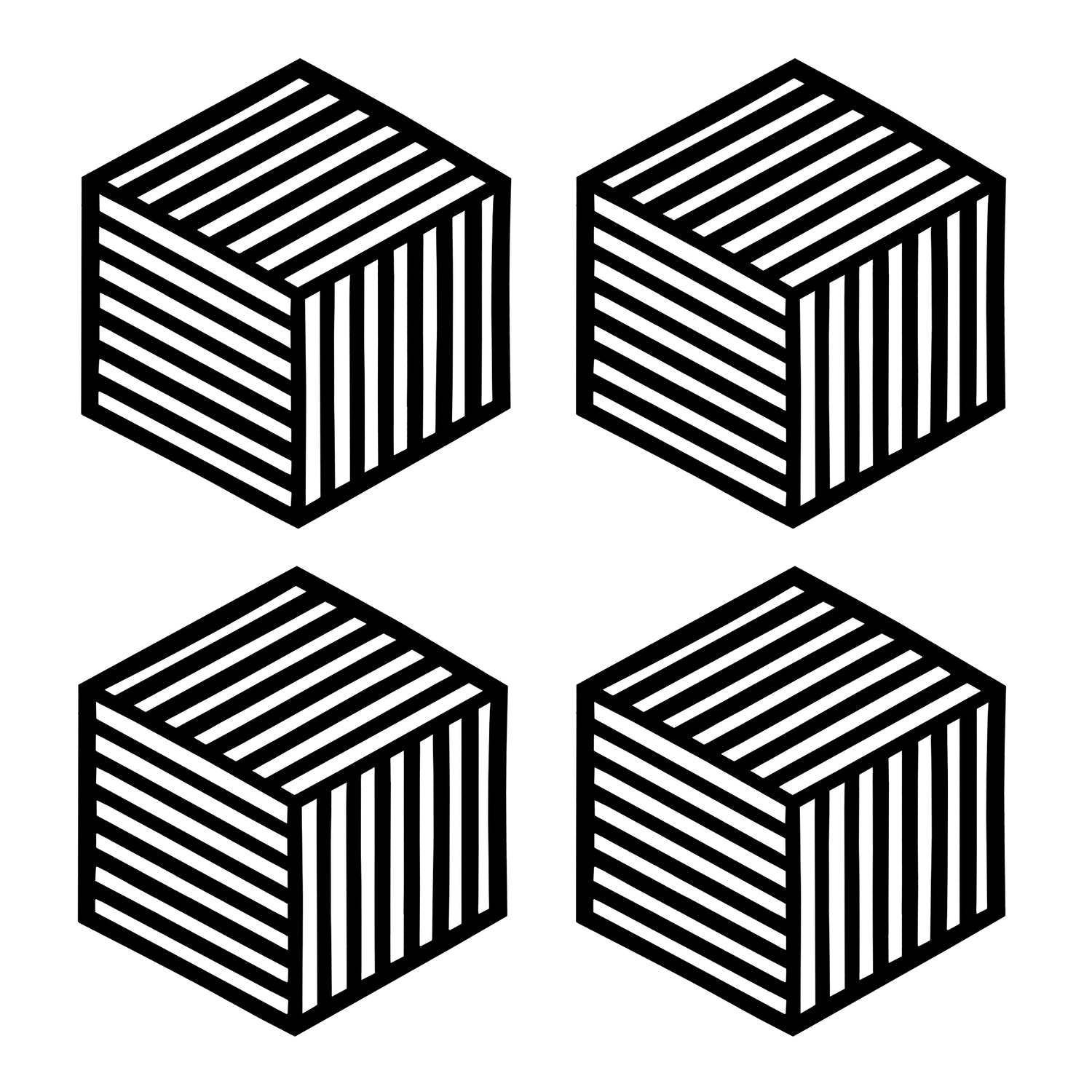 Krumble Siliconen pannenonderzetter Hexagon lang - Zwart - Set van 4