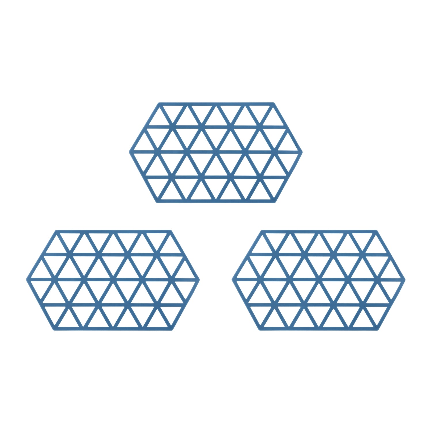 Krumble Siliconen pannenonderzetter Hexagon lang - Blauw - Set van 3