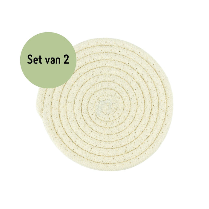 Krumble Pannenonderzetter rond - Katoen - Beige - Set van 2