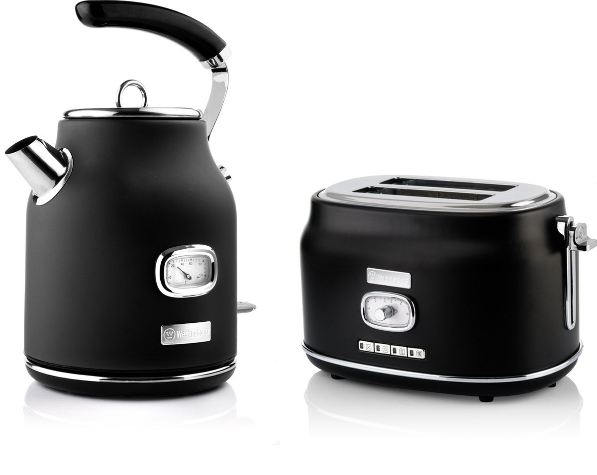 Westinghouse Retro Bundel - Waterkoker + 2 sneden Broodrooster - Zwart