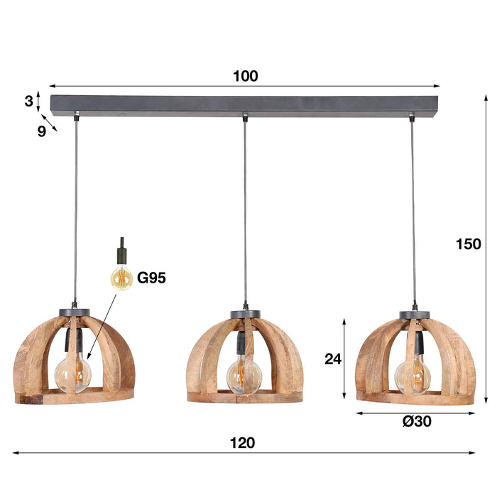 by fonQ  Rico Hanglamp 3-lichts - Mango Naturel
