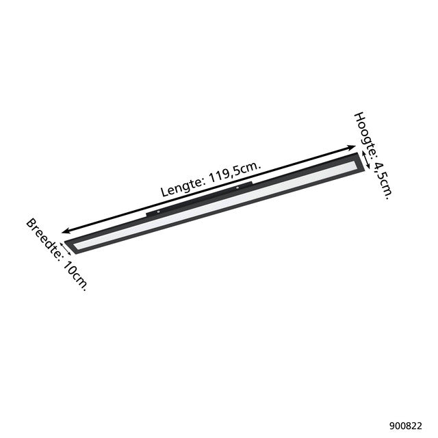 EGLO Salobrena 1 Plafondlamp - LED - 119,5 cm - Zwart|Wit - Aluminium