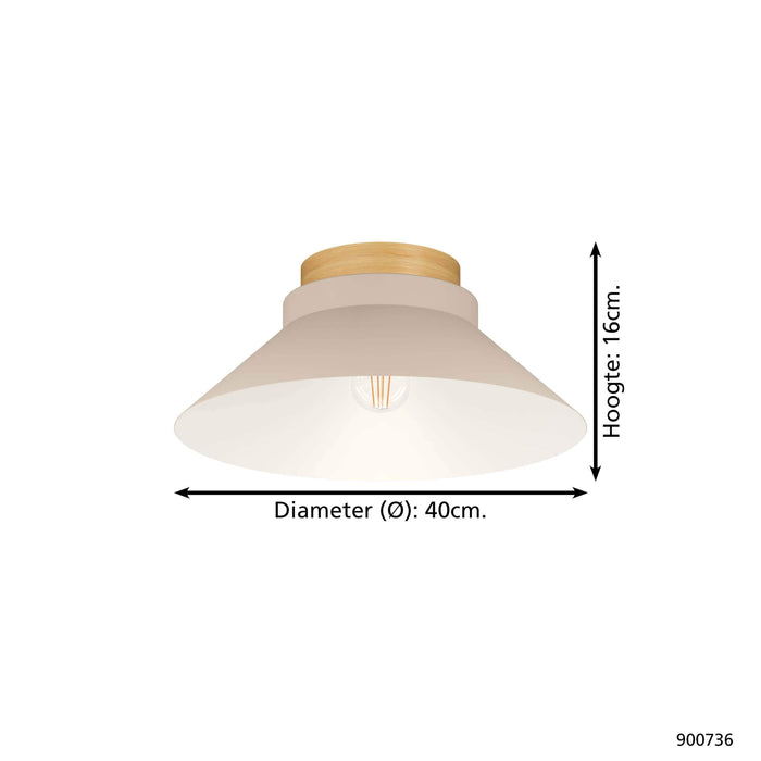 EGLO Moharras Plafondlamp - E27 - Ø 40 cm - Beige|Bruin - Hout