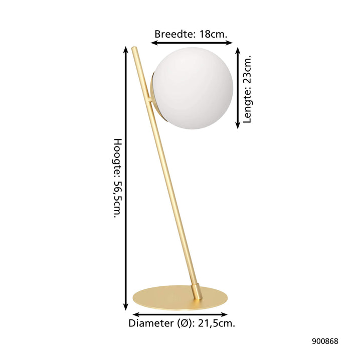 EGLO Rondo 4 Tafellamp - E27 - 56,5 cm - Goud|Wit - Glas|Staal